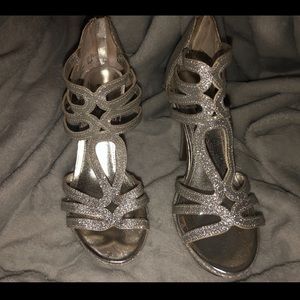 Sliver glitter heels